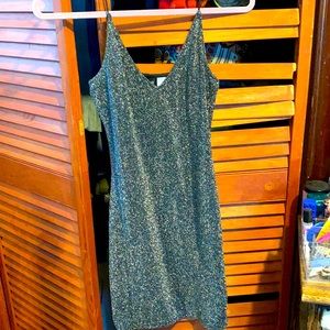 Black Gray Sparkly Mini Dress
